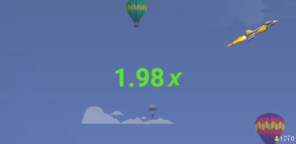 Геймплей с воздушными шарами и множителем 1.98x